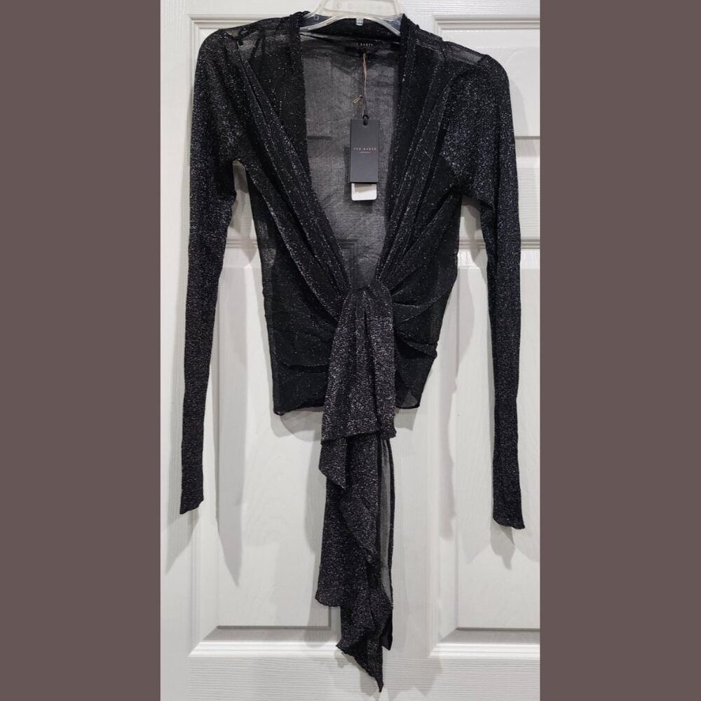 $185 NWT TED BAKER LONDON LONG SLEEVE WRAP TOP